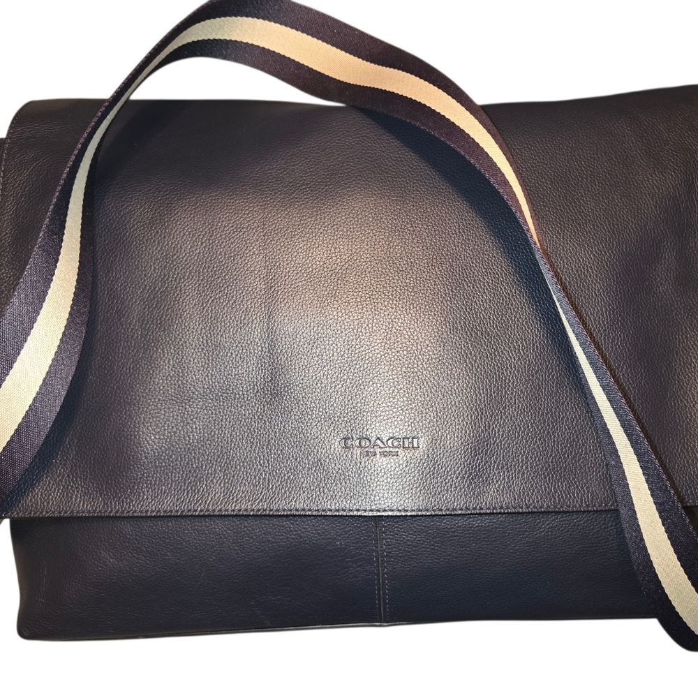 Coach NAVY Leather Messenger Bag